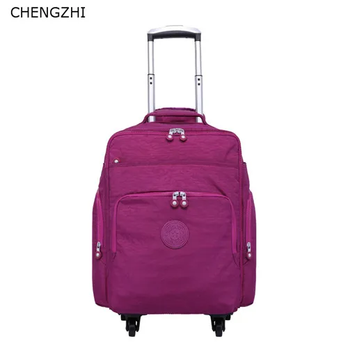 fuchsia CHENGZHI 16 дюймов нейлоновая сумка для багажа на колесиках, сумка для путешествий с колесами, сумка для чемодана на колесиках - Цвет: fuchsia