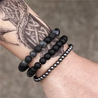 3pcsset handmade beaded bracelet for men jewelry hematite stone women men elastic cz ball bracelet sets 2020 new