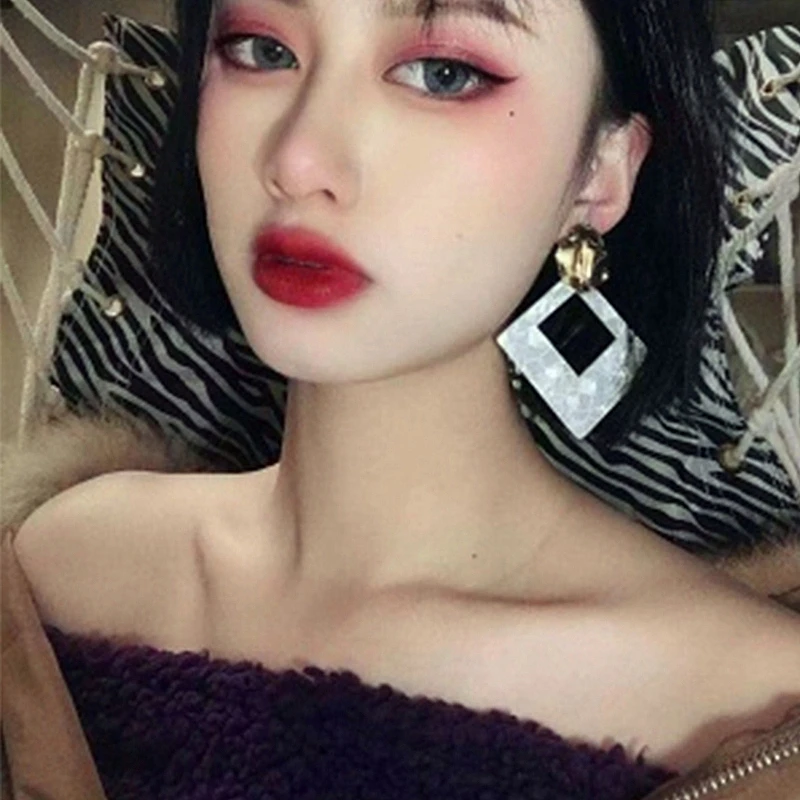 

IFK Acrylic Earrings Statement Drop Earrings For Women Geometric Square Hollow Gold Dangle Earring 2019 Brincos Fashion Jewelry