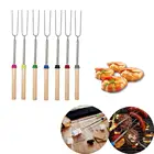 1 шт. стальной U-образный припой для Барбекю Игла-вилка деревянные шпажки зубчатая ручка для гриля инструмент для барбекю Телескопический 2021 двойной