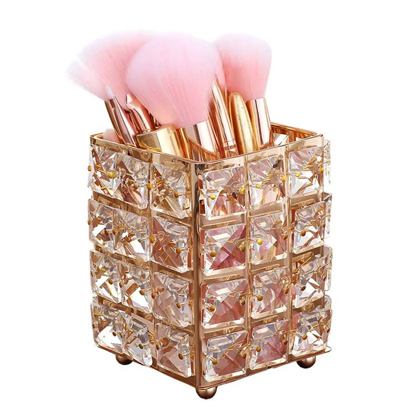 Держатель кистей для макияжа кристалл органайзер ведро хранения карандаш бровей