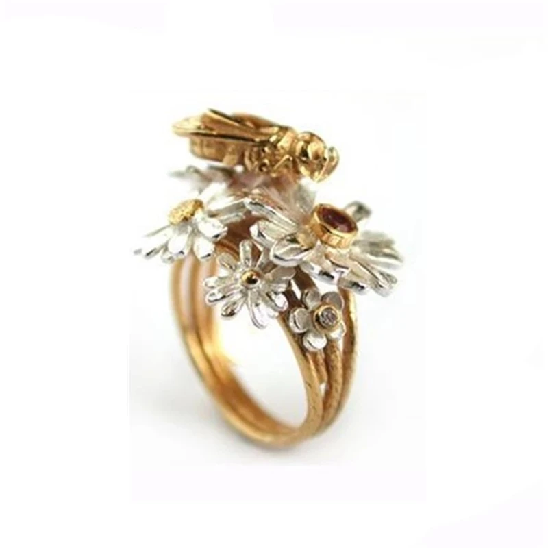 

Classic All Match Creative Bee Nectar Gold Plated Women Rings Wedding Engagement Ring Party Accessories Jewelry