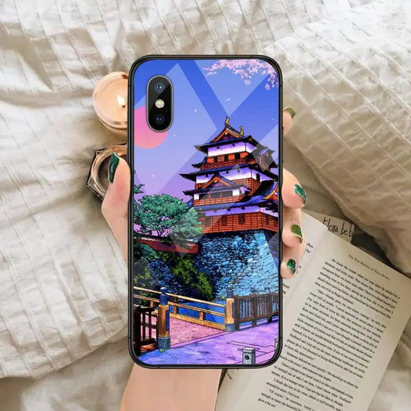 

Art Pixel Aesthetic Silicone Phone Case Tempered glass For iphone 6 6S 7 8 plus X XS XR 11 12 mini PRO MAX