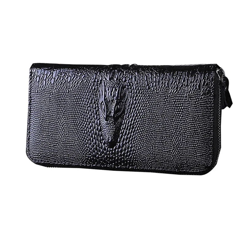 Men Wallet Crocodile Pattern Purse Men's High Capacity Clutch Bags Zipper cardholder pochette crocodile pattern men's wallet
