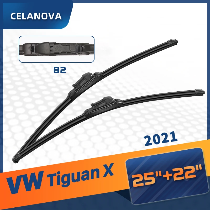 

Щетка стеклоочистителя CELANOVA для Volkswagen Tiguan X 2021 25 + 22 дюйма, бескаркасные резиновые стеклоочистители