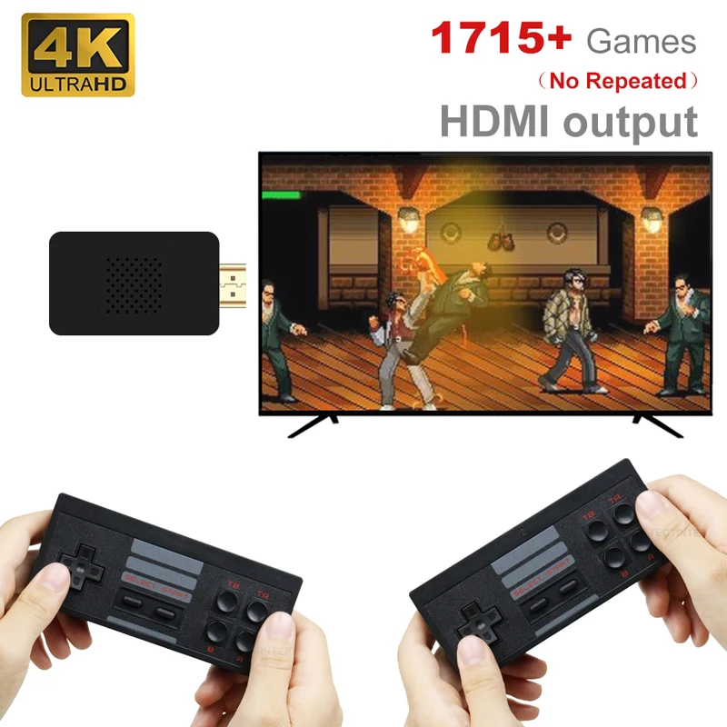 

USB Wireless Handheld TV Video Game Console Build In 1800 Classic 8 Bit Game mini Console Dual Gamepad AV-compatible Output