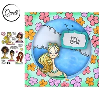 qwell cool blonde girls special hairstyle thankful words clear transparent stamps diy scrapbooking craft album 2020 46 inch
