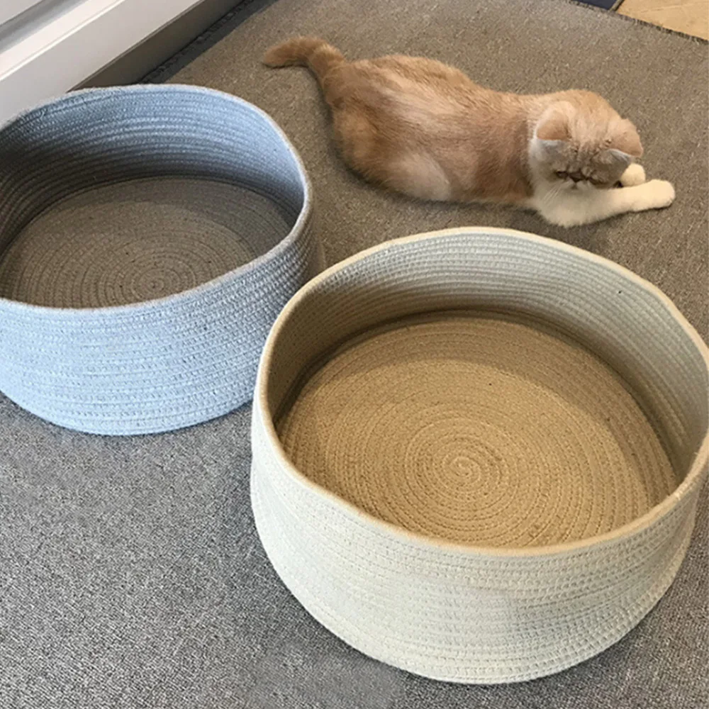 Универсальный круглый коврик Когтеточка для кошек хлопковый шнур теплый