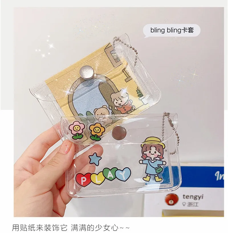 

Fashion Waterproof PVC Women Card Case Transparent Business Card Holder Men Credit Card Bag Id Card Mini Wallet Girls Coin Purse