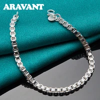 925 silver 3mm box chain bracelet for women silver jewelry