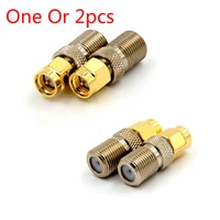 one or 2pcs f type female jack to sma male plug straight rf coaxial adapter f connector to sma convertor gold tone new arrival