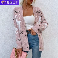 2022 knit single breasted christmas fawn cardigan sweater women fashion trend sexy blouse small coat can not afford the ball