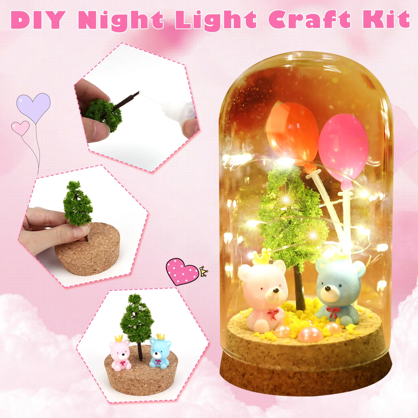

2021 DIY Night Light Craft Kit - Mini Plant Garden Lamp Kit Girls Bedroom Decor Creative Fashion Kids Arts Craft Gifts for Kid