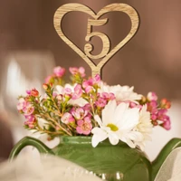 number 1 30 wedding party decoration wooden wedding table flower seat card cake topper decorative digital topper direction signs
