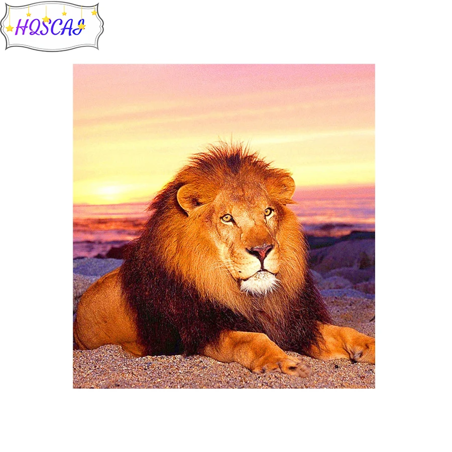 

New5D DIY Full Round Drill Lion animal Rhinestones Diamond Painting Cross stitch Mosaic Kits Art Craft Home Decor Gifts pictures