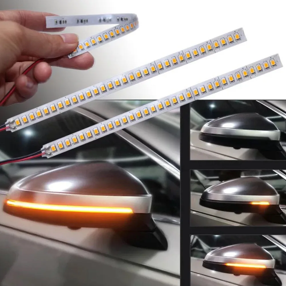 

2pcs 12V Rear View Dynamic Turn Signal Car Led Strip Light Car Rear Mirrors Flexible Flowing Turn Signal Light Strip Amber