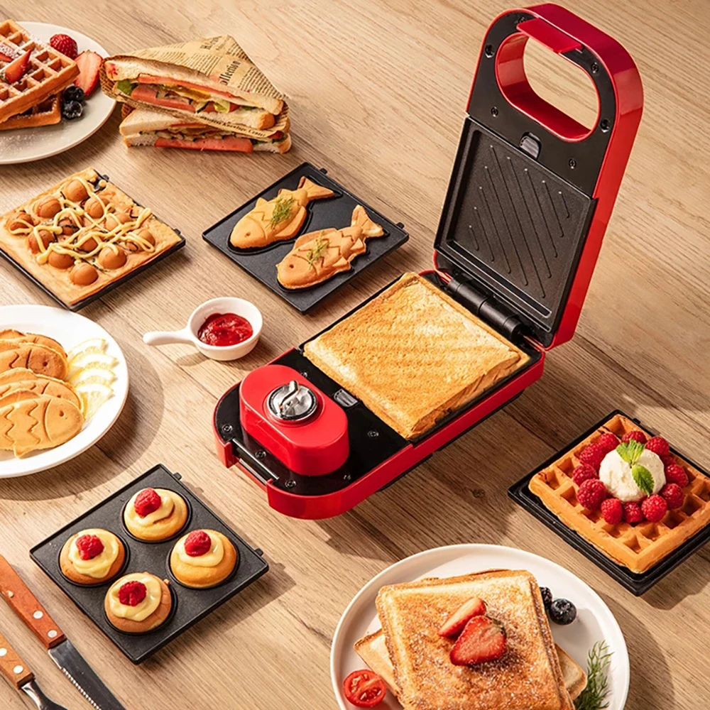 Electric Sandwich Maker Breakfast Maker Household Light Food Multifunctional Waffle Maker Takoyaki Toast Pressure Toaster