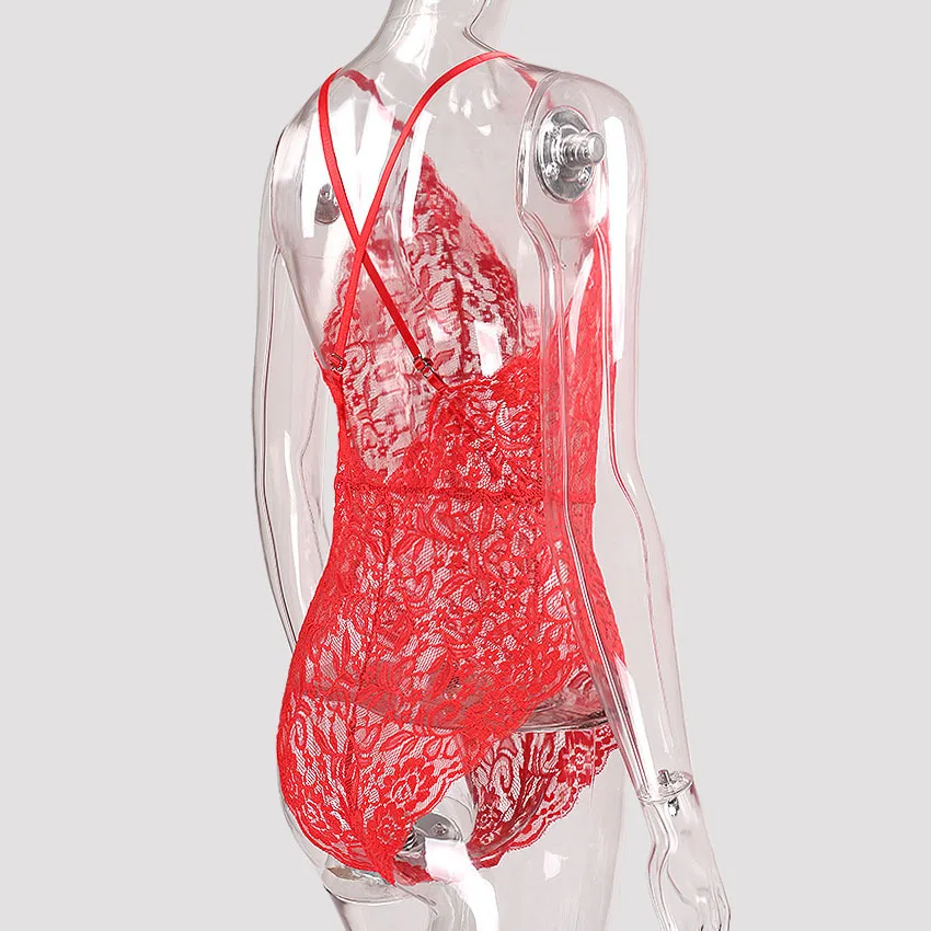 

BONJEAN Exotic Bodysuit for Women 2020 Sleeveless Jumpsuits V-Neck Sexy Lingerie Spaghetti Strap Hollow Out Rompers BJ3319