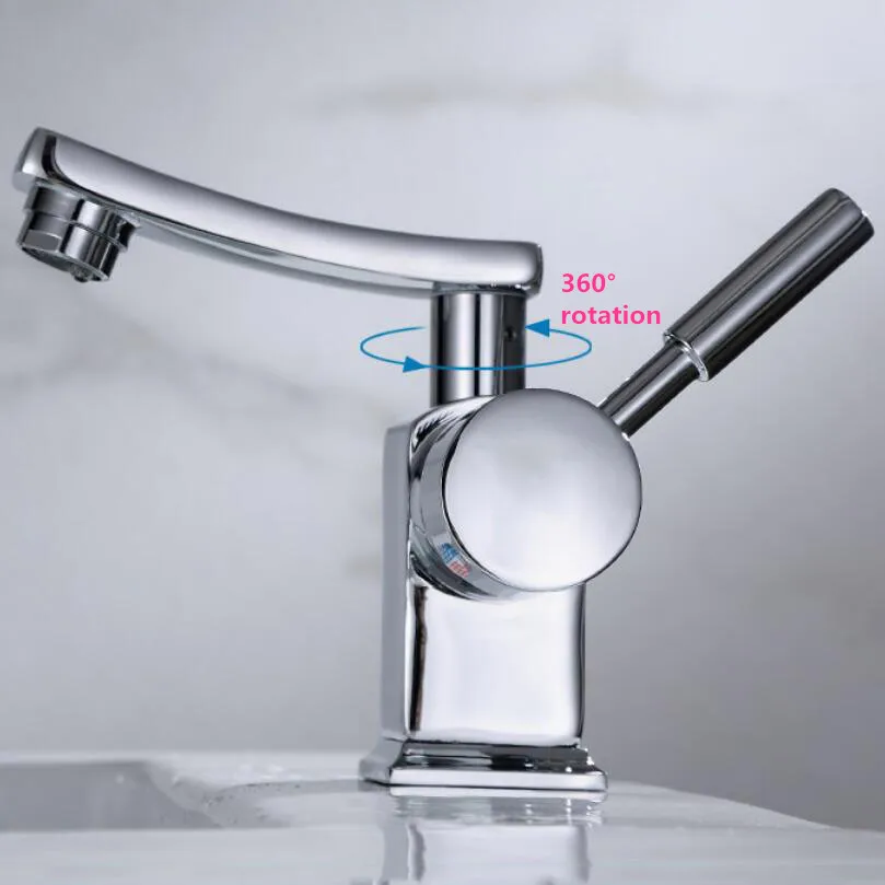 Латунный Смеситель для раковины с вращением на 360 ° смеситель горячей и холодной