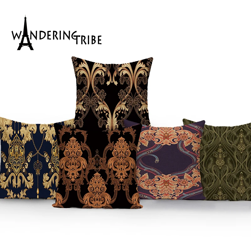 

Наволочки с принтом растений, декоративные подушки темного цвета 45x45 см, скандинавский декор, чехол для пилоу, Осенний чехол для дивана, скан...