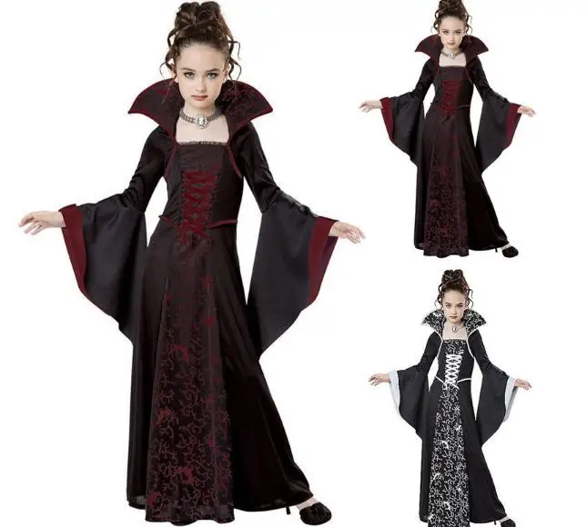 Высококачественный костюм ведьмы на Хэллоуин Детский вампира для девочек