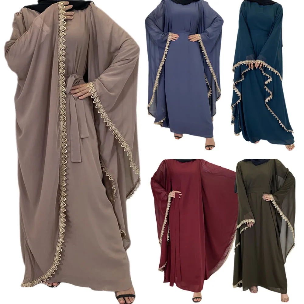 Кафтан с рукавами «летучая мышь», арабские мусульманские женские макси-халат, хиджаб, платье свободного кроя, Рамадан, арабское Макси-плать...