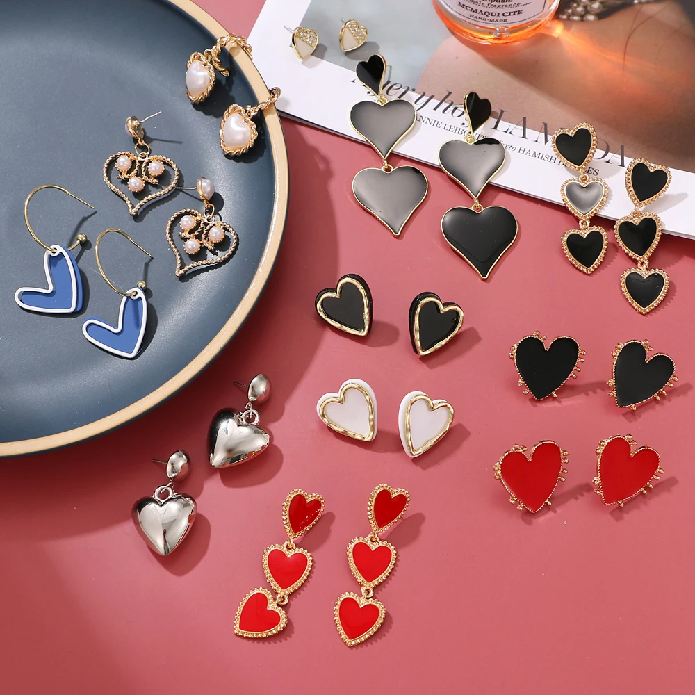 

Серьги-подвески в форме сердца для женщин, крупные ажурные украшения в форме сердца, Металлические Свадебные украшения в стиле хип-хоп, бижу...