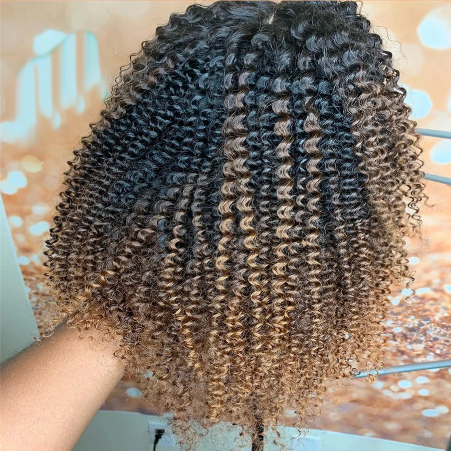 

1b/30 Deep Part 13*6 Ombre Brazilian Curly Lace Human Hair Wigs Preplucked Natural HairLine Remy Hair Ombre Brown Wigs For Women