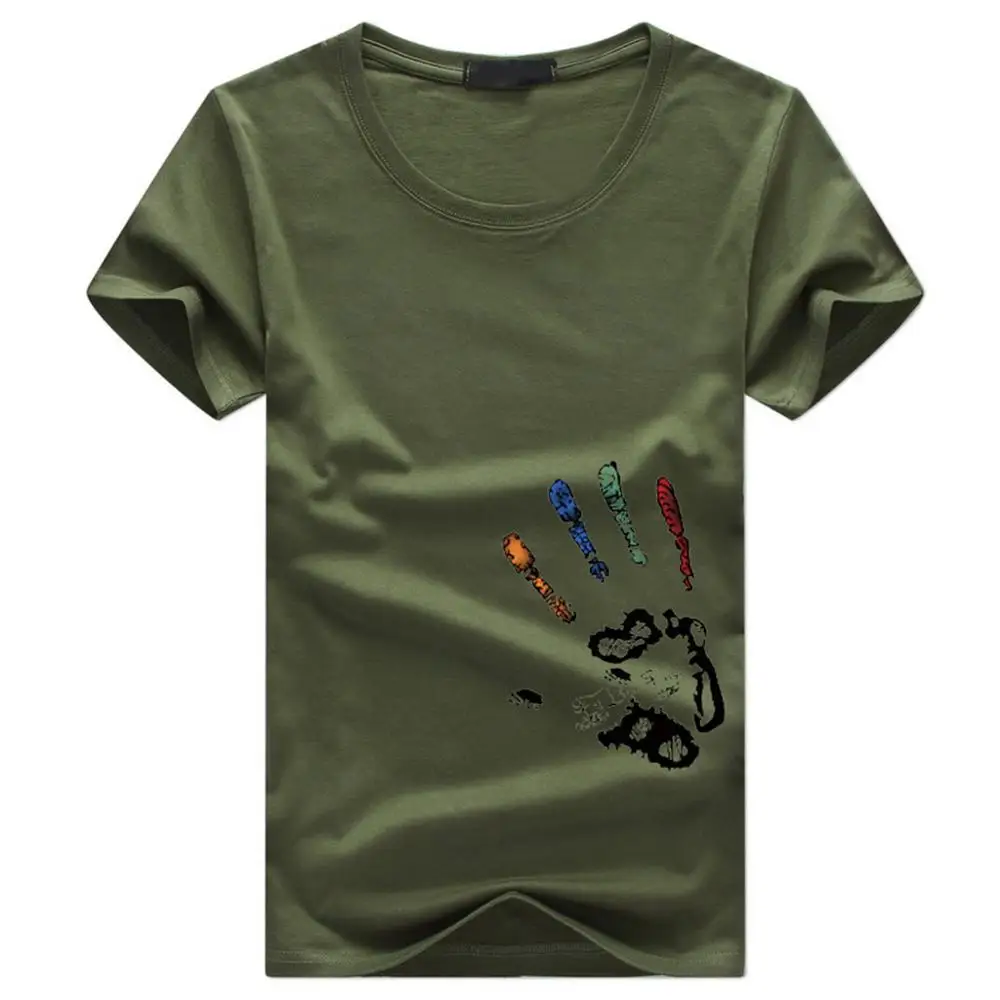 Армейский зеленый High Quality Fashion Mens T Shirts Casual Short Sleeve T-shirt Mens Printed Casual Cotton Tee Shirt Summer Clothing 5XL - Цвет: Армейский зеленый
