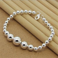 new 925 sterling silver bracelet glossy bead silver chain for woman charm jewelry bracelet gift