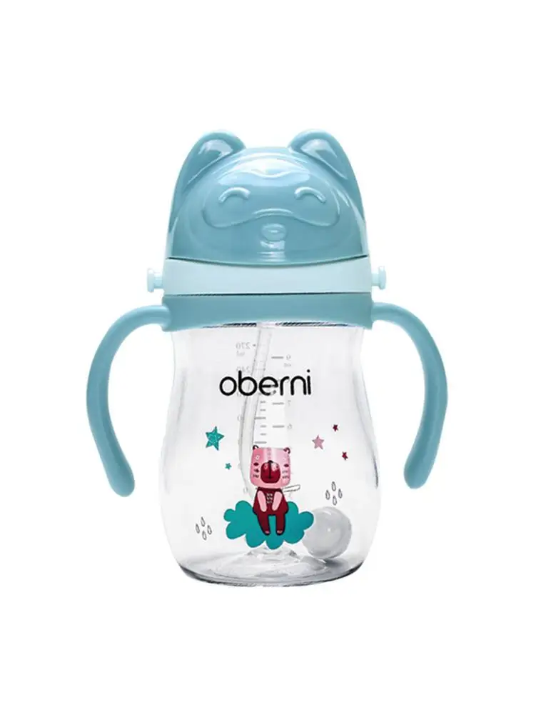 Taza para beber con pajita con asa, taza de aprendizaje para ni&ntilde;os y beb&eacute;s, taza sellada a prueba de fugas-0