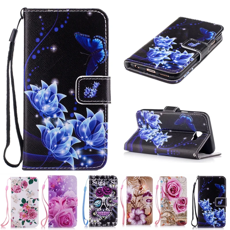 Кожаный чехол книжка с рисунком для iPhone 5 5S SE 6 6s 7 8 Plus 11 Pro X XS Max XR мягкий бумажник из