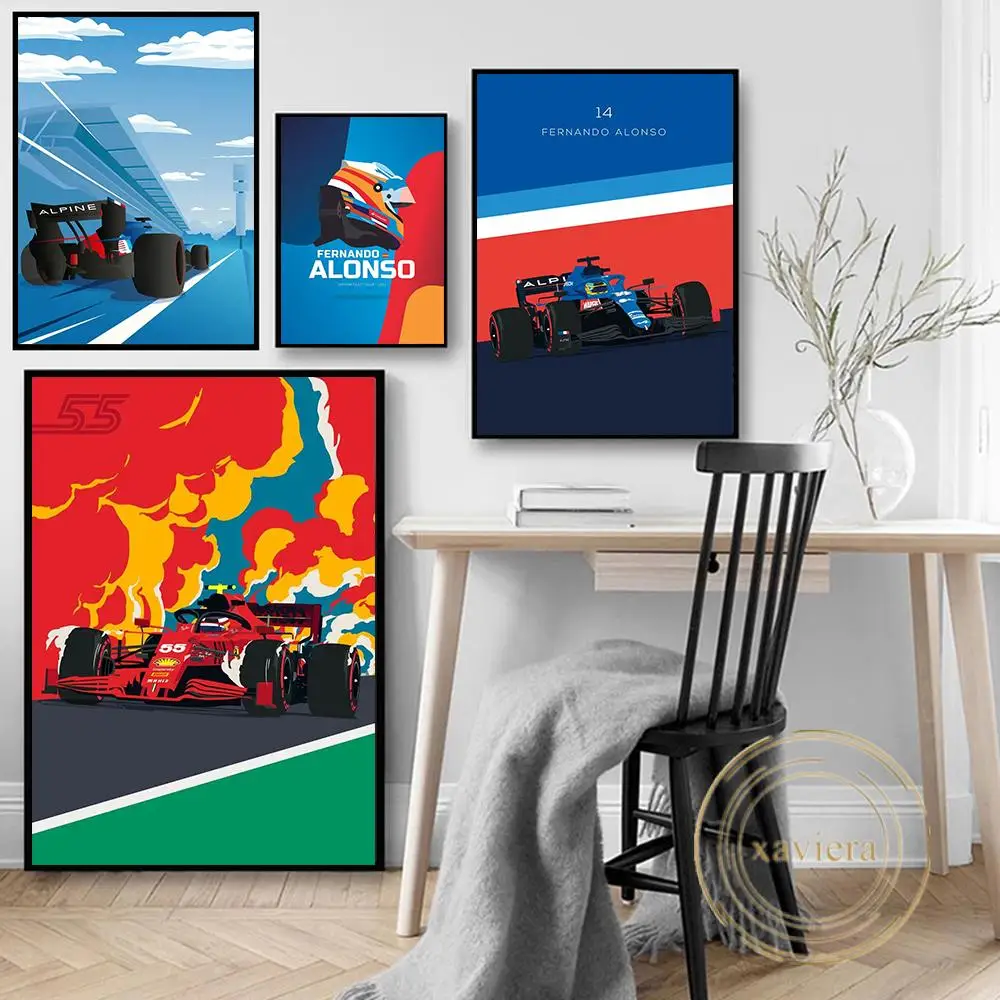 

Fernando Alonso F1 Canvas Painting Formula One Posters and Prints Nordic Modular Picture Modern Home Wall Decoration Living Room