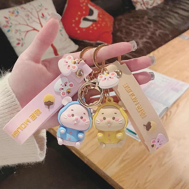 

Fashion Hani Mouse Keychains Cute PVC Baby Hamster Baby Key Chain Men And W0omen Car Bag Hanging Machine Accessories Key Ring