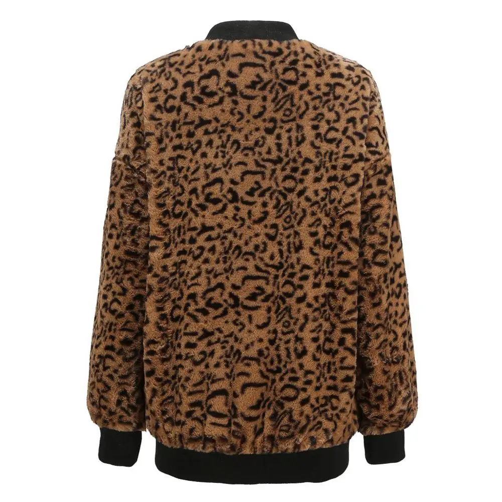 

Faux Fur Coat Plus Size Women Winter Fluffy 2019 Plush Coat Fashion Leopard O-Neck Coat Warm Soft Outwear Manteau Faux Fourrure