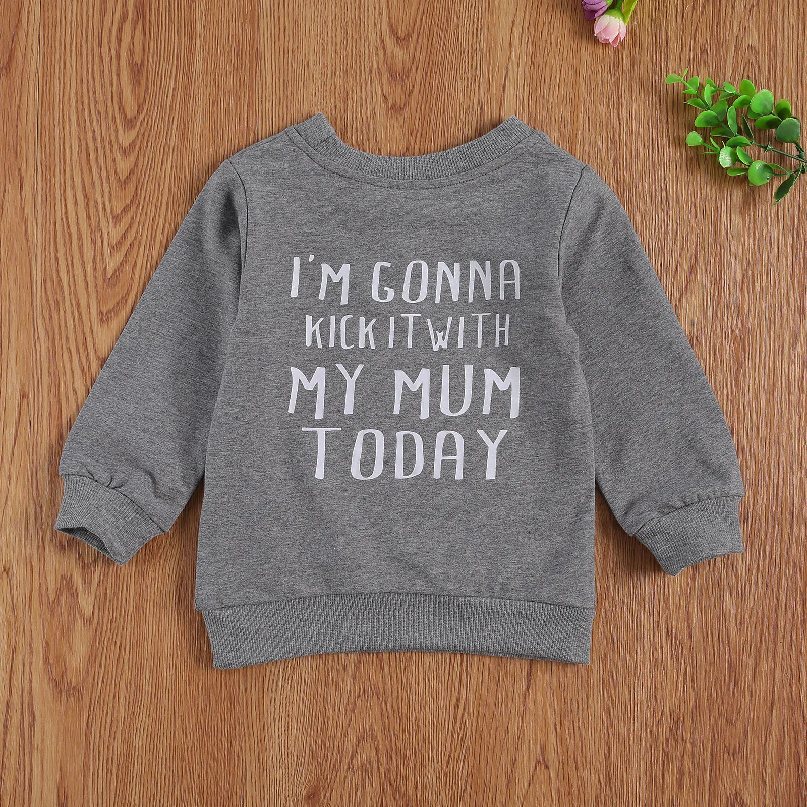 Kids Casual Hoodie For Boys and Girls Letters Printed Pattern Long Sleeve Round Collar Pullover Tops 1-4T