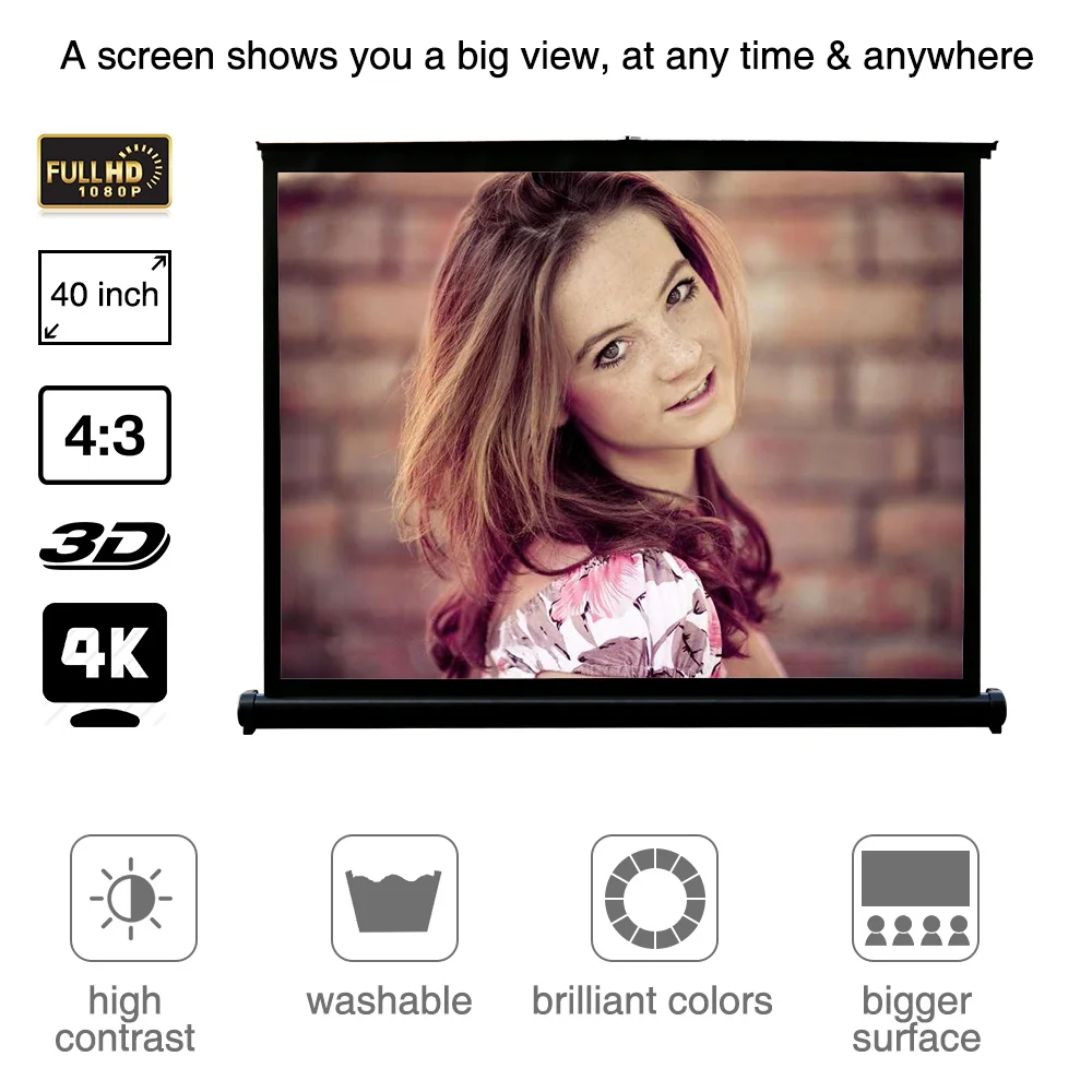 Проектор Настольный Caiwei 40 дюймов 50 из плотного материала | Электроника