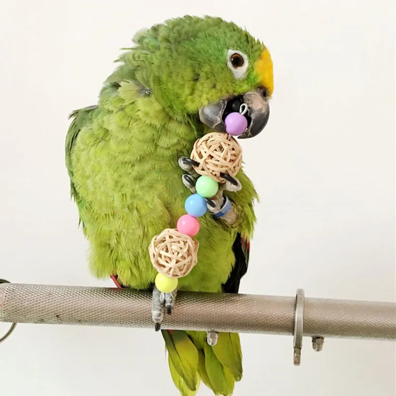 1PC Hot multicolor beads bird toys pets parrot ladder Parakeet swing drill rainbow parakeet hamster |