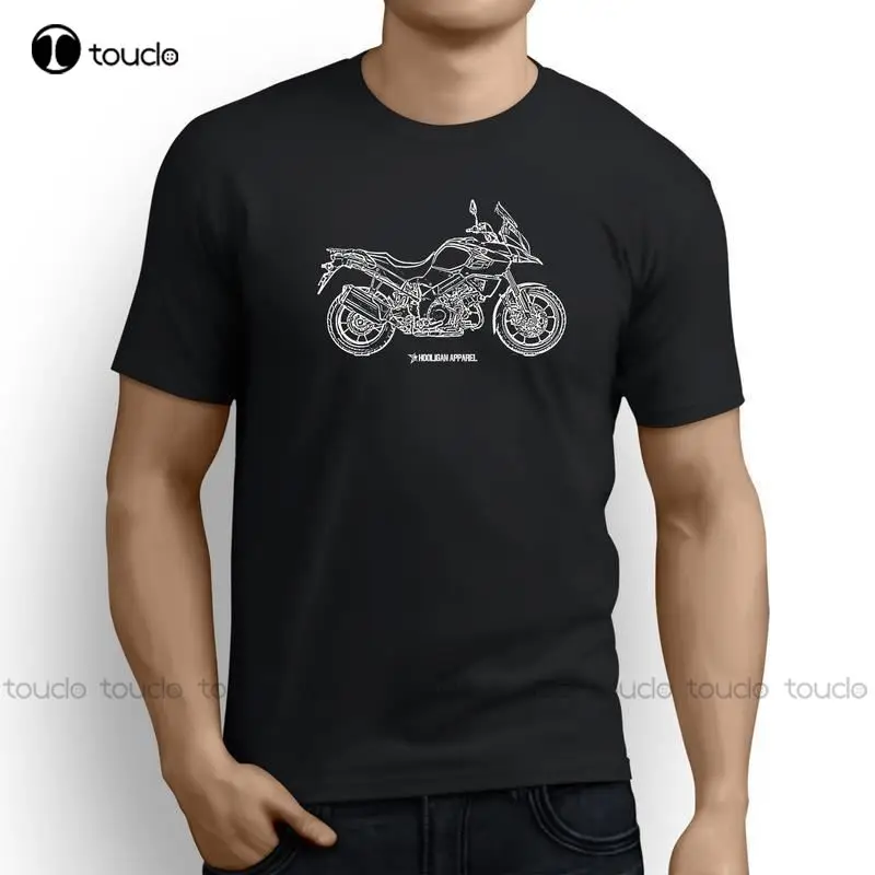 Mens T Shirts Fashion Short Sleeve O-Neck Cotton Japanese Motorcycle Fans V Strom 1000 Abs 2015 Inspired Motorcycle Tee Shirt