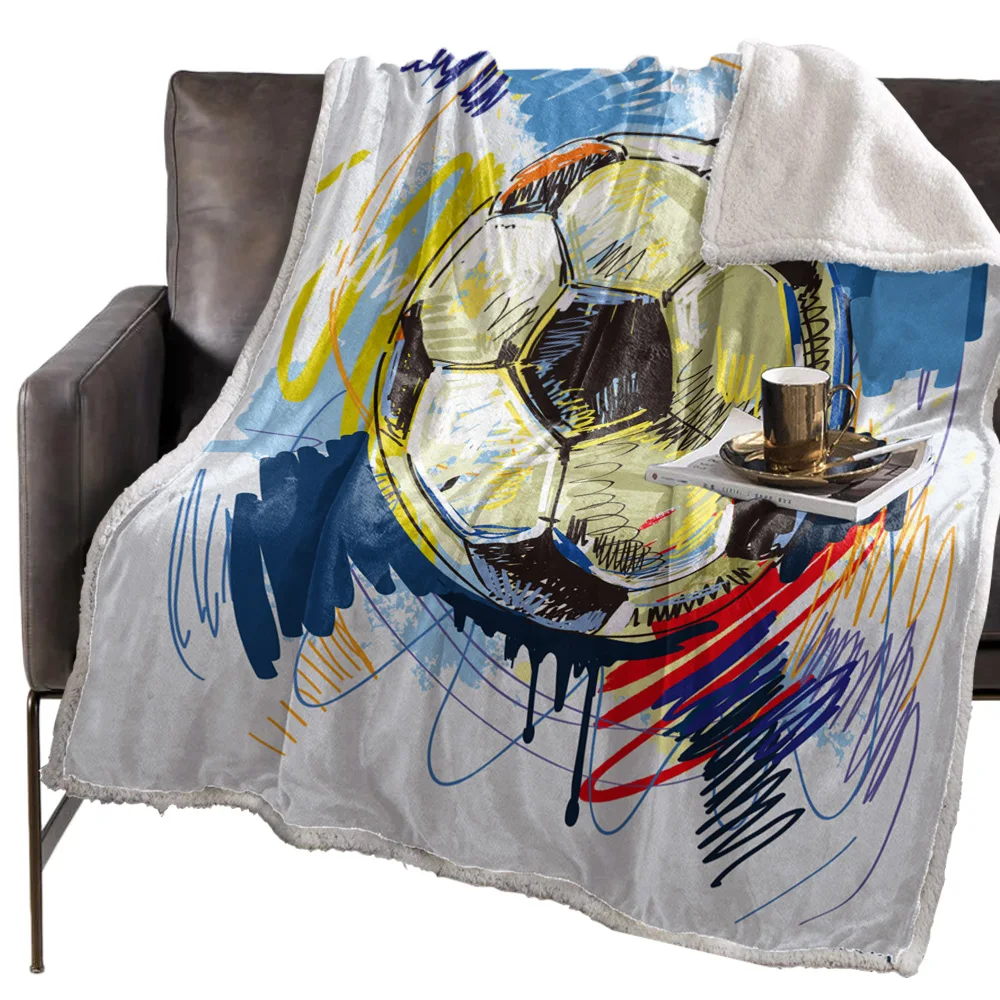 Футбольное акварельное Спортивное покрывало Флисовое одеяло с цветочным