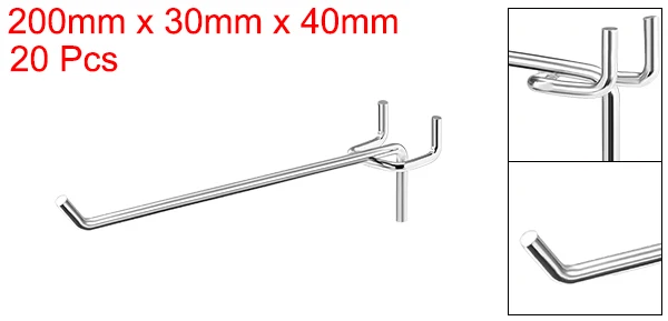 20cm20Pcs Uxcell 5 шт. или 10 шт. или 20 шт. железная сетка настенная Brack Серебряный тон крючки для настенных панелей PEG полки из досок Органайзер ассортимент части - Цвет: 20cm20Pcs