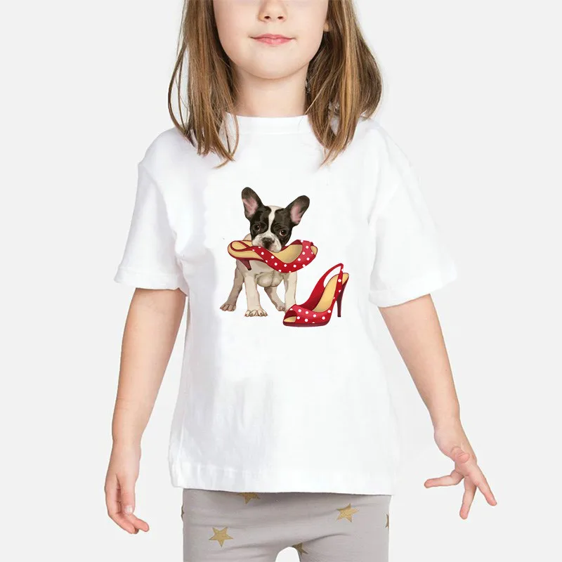 

2019 Summer top French Bulldog Print T shirt enfant Children Short Sleeve O-neck kids Tshirt Baby Gilrs Casual T-shirt Clothes