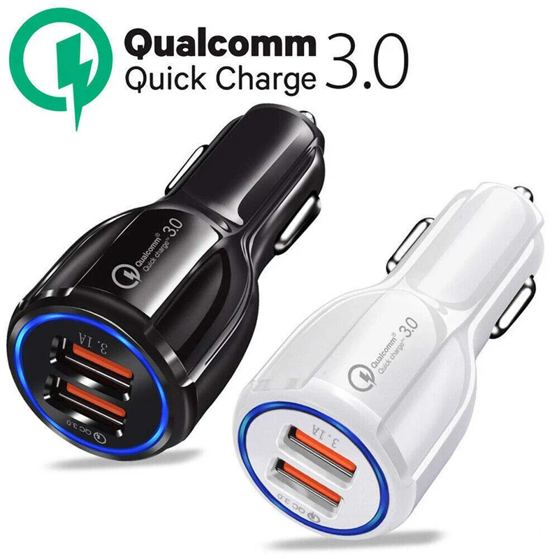 Car Charger Quick Charge 3.0 QC Fast Charging Adapter Dual USB Car-Charger For iphone Micro Type C Cable Phone Chargers | Мобильные