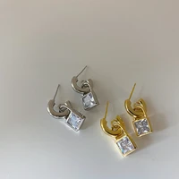 origin summer statement lock dangle earring for women bling bling cubic zircon gold silver color metallic earring jewelry