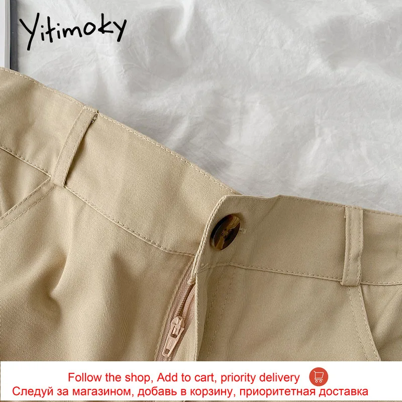 

Yitimoky High Waist Loose Shorts Women Elastic Solid Black Sweatshorts Wide Leg Pants Pockets Casual 2021 Summer New Korean
