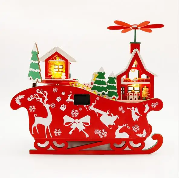 M908 Рождественская ночь DIY Кукольный дом деревянный Миниатюрный Комплект мебели с