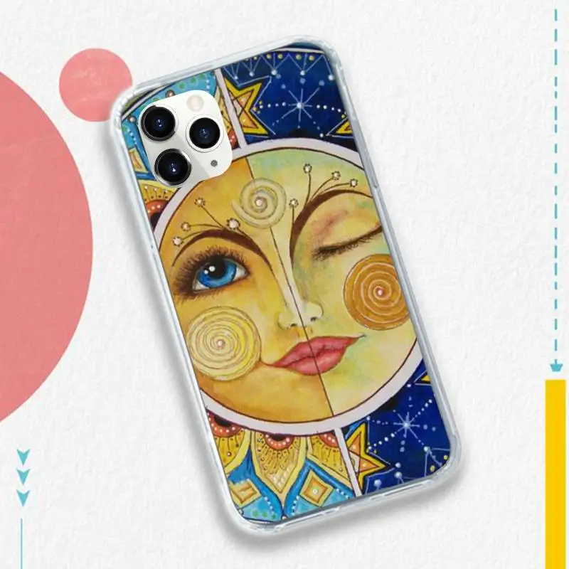 

Retro Sun moon face art aesthetic Phone Case for iPhone 11 12 pro XS MAX 8 7 6 6S Plus X 5S SE 2020 XR