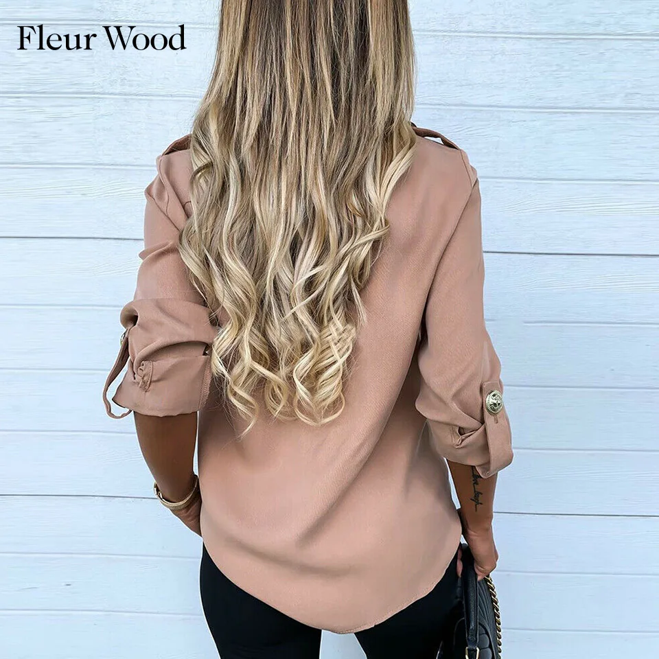 Женская блузка с длинным рукавом Fleur Wood Офисная винтажная рубашка размера плюс