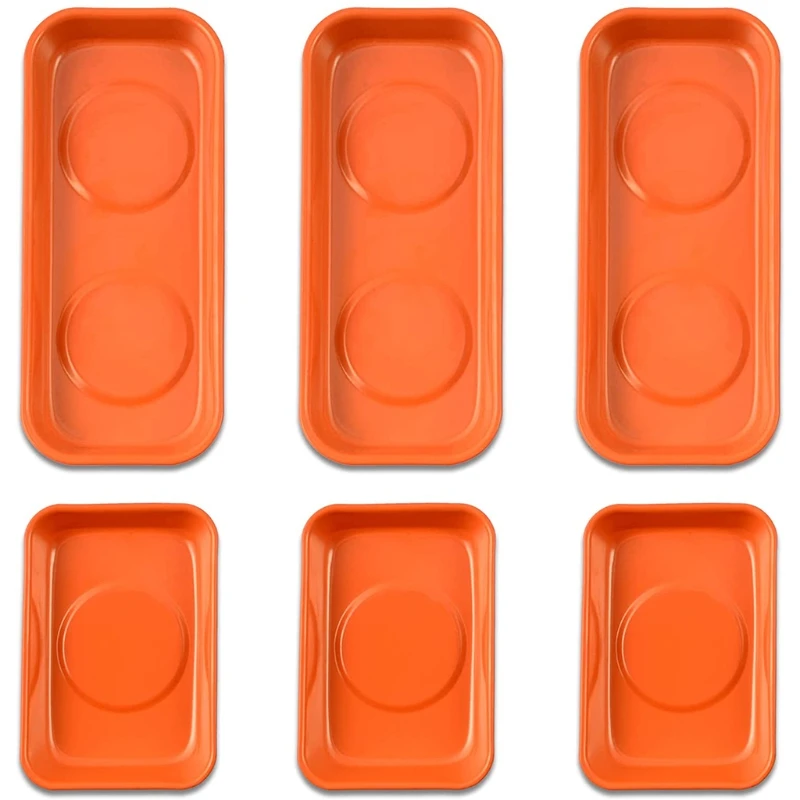 

6pcs Magnetic Tray Set Stainless Steel Heavy Duty Magnet Trays for Socket Screw Nuts Bolts Metal Parts Holder for DIY Handyman