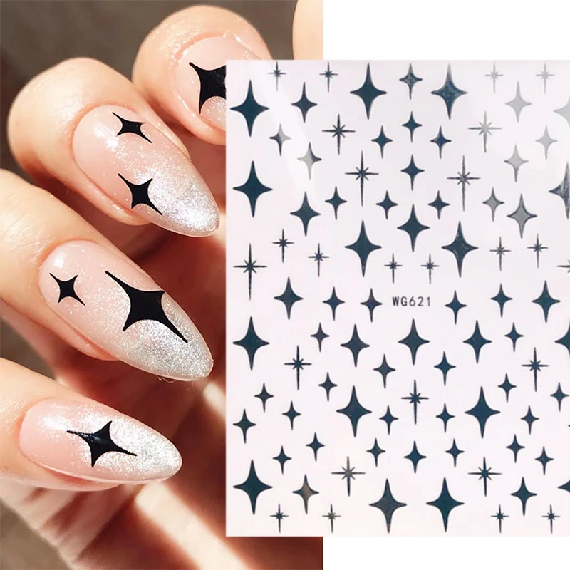 

3D блестящие французские наклейки на ногти, серебряная пудра, белая гипотенза, Переводные картинки для ногтевого дизайна, блестящие клейкие ...